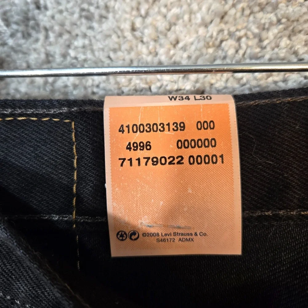 Levi's 501 Original Fit Black cotton denim jeans Men's 34x30 button fly NEW